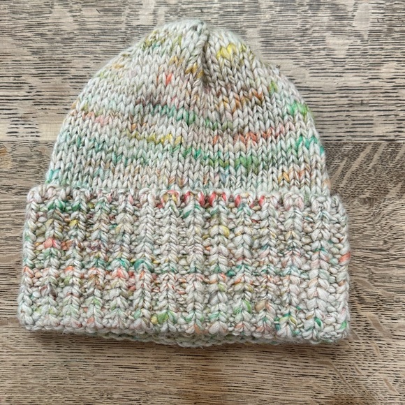 Madewell Chunky Cuffed Beanie Stocking Hat Marled Antique Cream Confetti - Picture 4 of 13